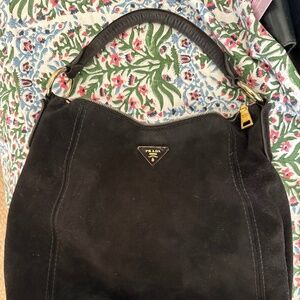 PRADA Hobo Black Scamosciato Suede